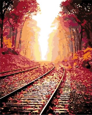 Картина по номерам «Железная дорога осенью»