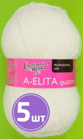 Пряжа Семеновская A-elita quatro (964), ультрабелый 5 шт. по 100 г Пряжа Семеновская A-elita quatro (964), ультрабелый 5 шт. по 100 г