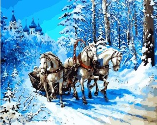 Картина по номерам «Тройка лошадей»