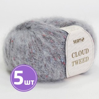 Пряжа SEAM Cloud Tweed (84194), серый с голубым отливом меланж, 5 шт. по 50 г