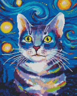 Алмазная вышивка «Кот и ночь» Алмазная вышивка «Кот и ночь»