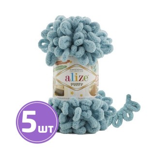 Пряжа ALIZE Puffy (414), аква, 5 шт. по 100 г Пряжа ALIZE Puffy (414), аква, 5 шт. по 100 г