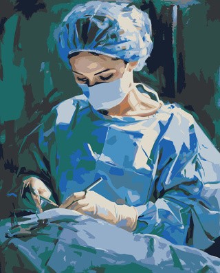 Картина по номерам «Медицина: девушка врач, операция 40х50»