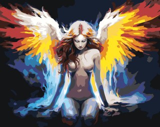 Картина по номерам «Девушка с огненными крыльями»