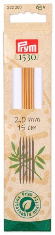 Спицы чулочные Prym 2 мм, 15 см, бамбук, натуральный Спицы чулочные Prym 2 мм, 15 см, бамбук, натуральный