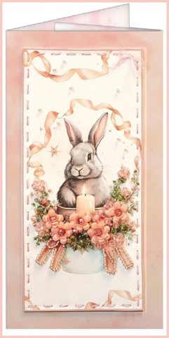 Набор для вышивания хрустальными бусинами открытка-конверт «Зайчик с цветами»