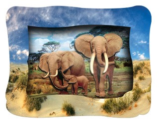 Объемная картина «Слоны на прогулке»