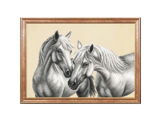 Рисунок на ткани «Белые лошади»