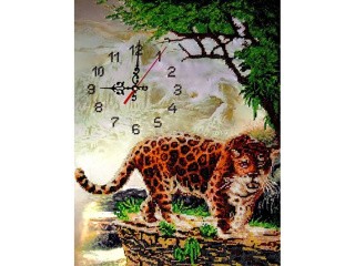 Набор вышивки бисером «Часы с леопардом»
