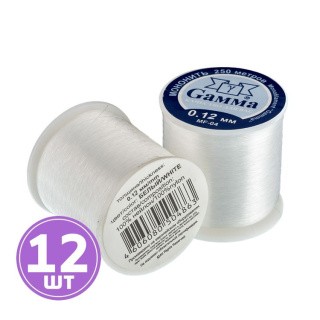 Мононить 0,12 мм, 100% нейлон, цвет белый, 12 шт. по 250 м, Gamma Мононить 0,12 мм, 100% нейлон, цвет белый, 12 шт. по 250 м, Gamma