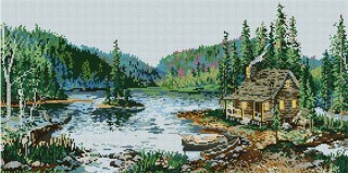 Алмазная вышивка «Дом у реки» Алмазная вышивка «Дом у реки»