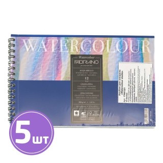 Альбом для акварели «Watercolour», 300 г/м2, 13,5х21 см, на спирали, 5 шт. по 12 л., Fabriano