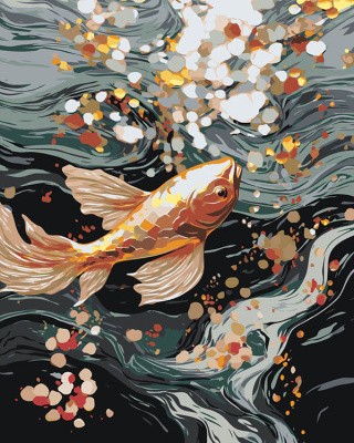 Картина по номерам «Море: Золотая рыбка в волнах»