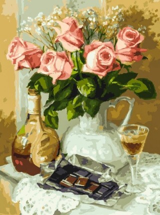 Картина по номерам «Розы и шоколад»
