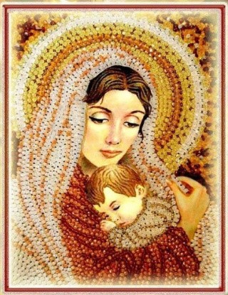 Вышивка Образа в каменьях «Дева Мария»