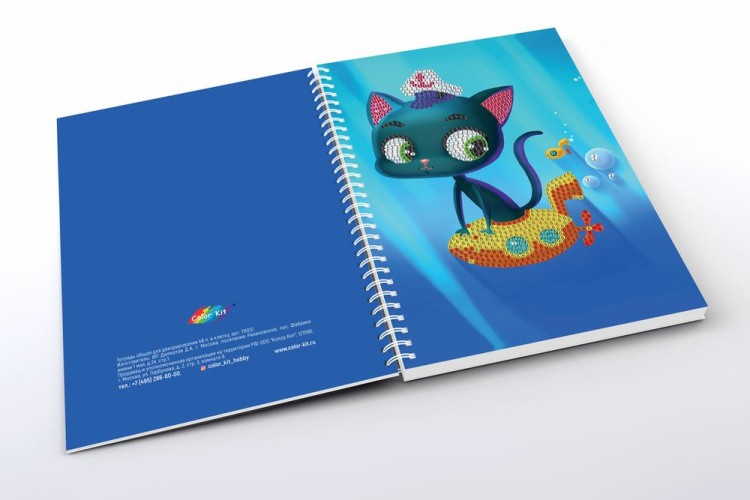 Алмазная мозаика - тетрадь «Кот-капитан» — картинка 5