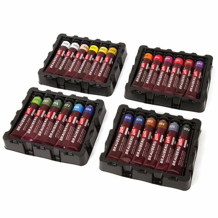 Краски масляные художественные BRAUBERG ART PREMIERE, 24 цв. по 22 мл, проф. серия, в тубах — картинка 2