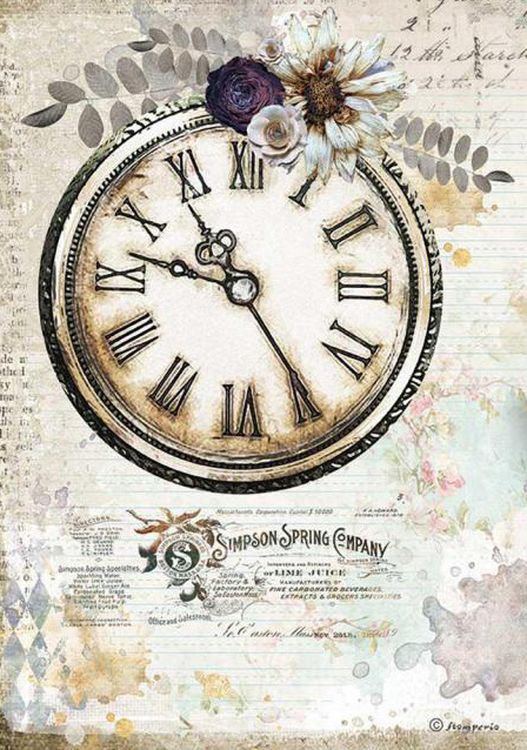 Бумага рисовая «Clock/Часы», 21x29,7 см, Stamperia