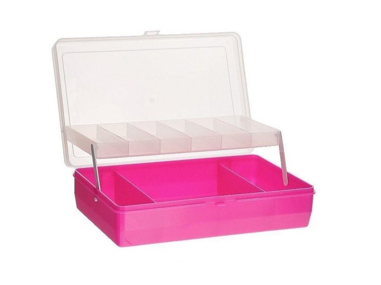 Коробка для мелочей №4 двухъярусная, с микролифтом Trivol, цвет: малиновый — картинка 2