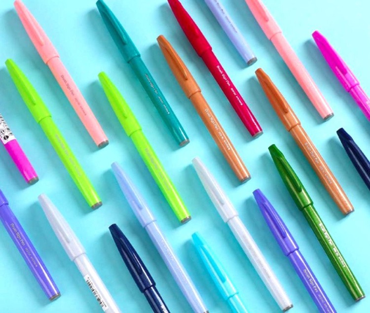 Фломастер-кисть Brush Sign Pen, 2 мм, цвет: темно-синий, Pentel — картинка 5