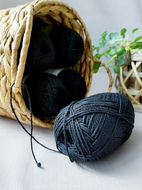 Пряжа Камтекс Мягкий хлопок (003), черный, 5 шт. по 100 г — картинка 3