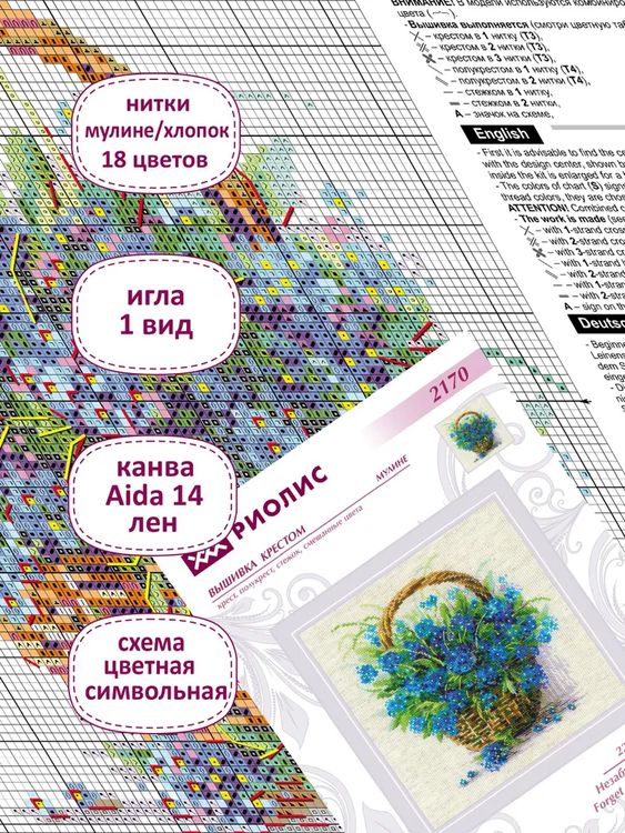 Набор для вышивания «Незабудки в корзинке» — картинка 4