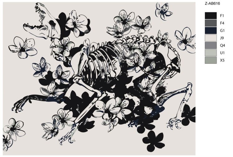 Картина по номерам «Скелет в цветах» — картинка 2