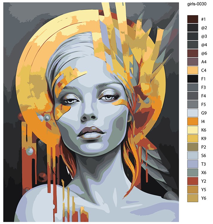 Картина по номерам «Портрет девушки на фоне круга 2» — картинка 2