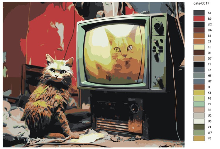 Картина по номерам «Кот рядом со старым телевизором» — картинка 2