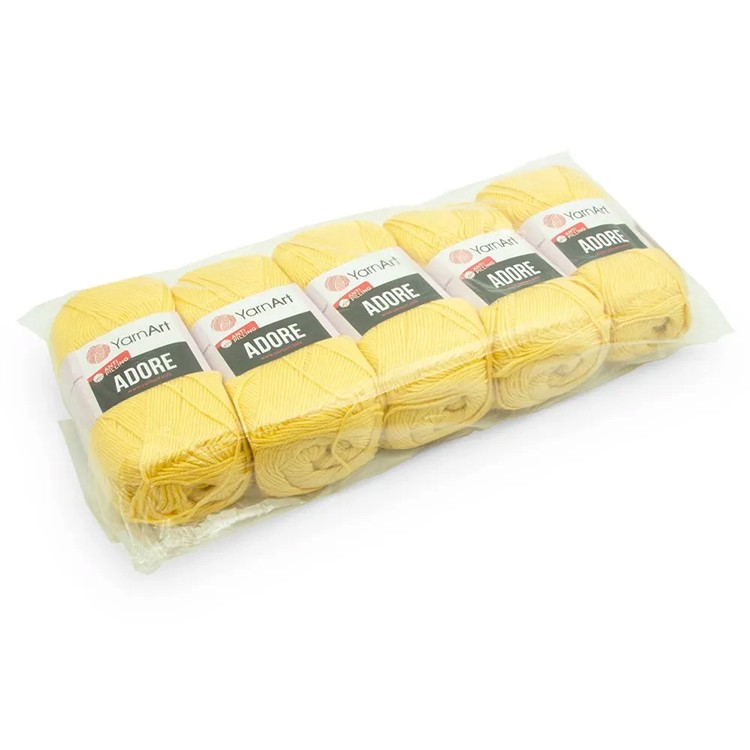 Пряжа YarnArt Adore (332), светло-желтый, 5 шт. по 100 г — картинка 4