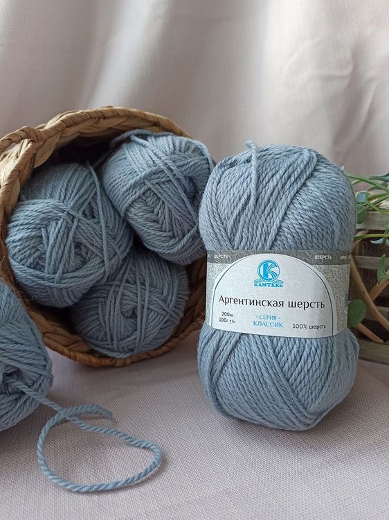 Пряжа Камтекс Аргентинская шерсть (168), светло-серый, 5 шт. по 100 г — картинка 2
