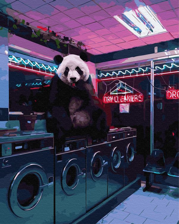 Картина по номерам «Панда в прачечной»