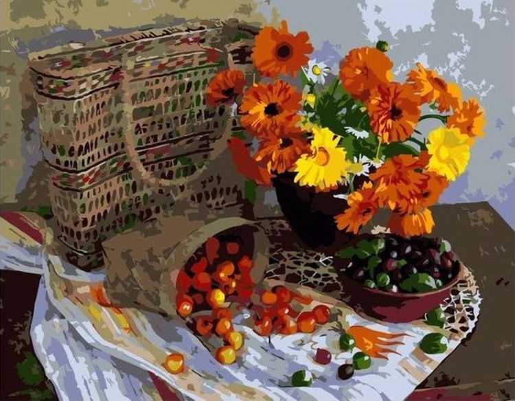 Картина по номерам «Ягоды и цветы»