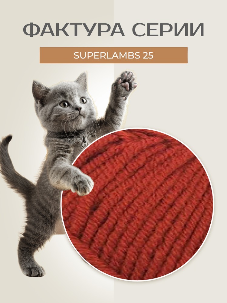 Пряжа NAKO SUPERLAMBS 25 (Нако Суперламбс 25), (1120), яркий терракотовый, 5 шт. по 100 г — картинка 3