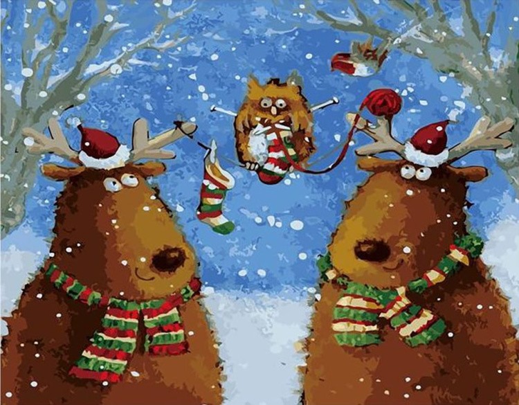 Картина по номерам «Рождественские олени»