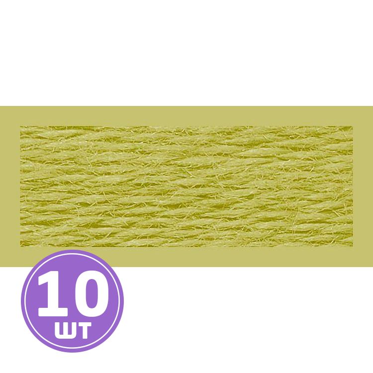 Нитки мулине (шерсть/акрил), 10 шт. по 20 м, цвет: №350 салатовый, Риолис