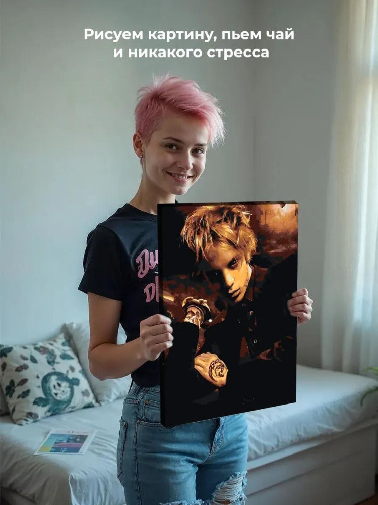 Картина по номерам «Рэпер Фараон Pharaoh: портрет монохром» — картинка 7