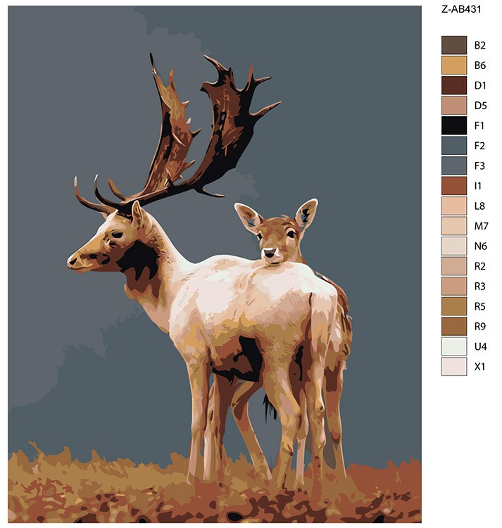 Картина по номерам «Олень и олененок» — картинка 2