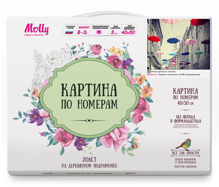 Картина по номерам «Разноцветные зонтики» — картинка 2