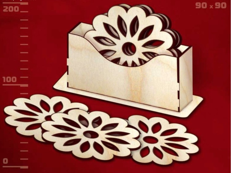 Деревянные заготовки для эбру - подставки под горячее Подсолнух 2 (набор), Integra Art