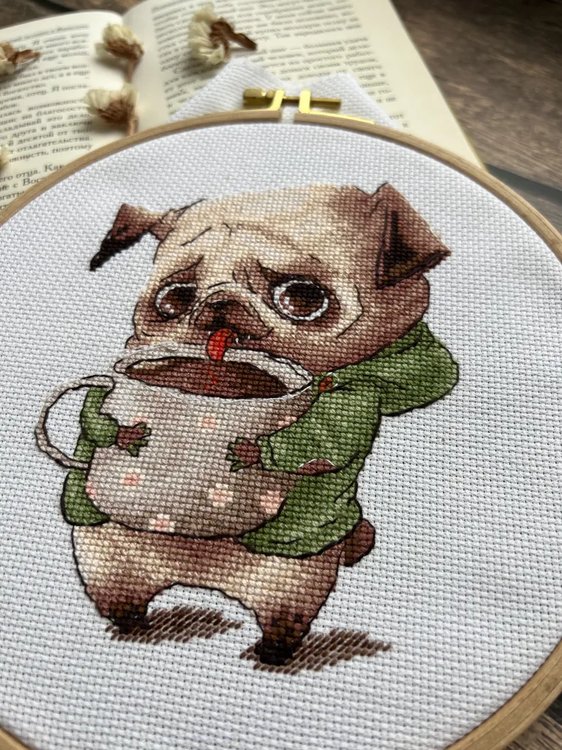 Набор для вышивания «Кофеманы. Мопс» — картинка 4