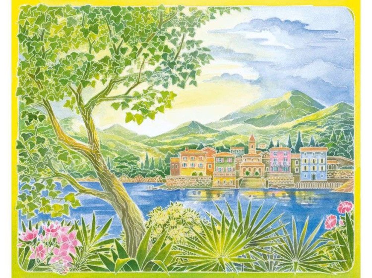 Картина акварелью по контурам «Морской пейзаж» — картинка 3