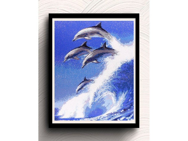 Алмазная вышивка «Дельфины на волне» — картинка 2