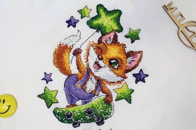 Набор для вышивания «Лисенок-скейтбордист» — картинка 4