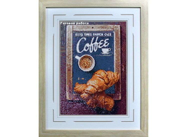 Алмазная вышивка «Круассаны и кофе» — картинка 2