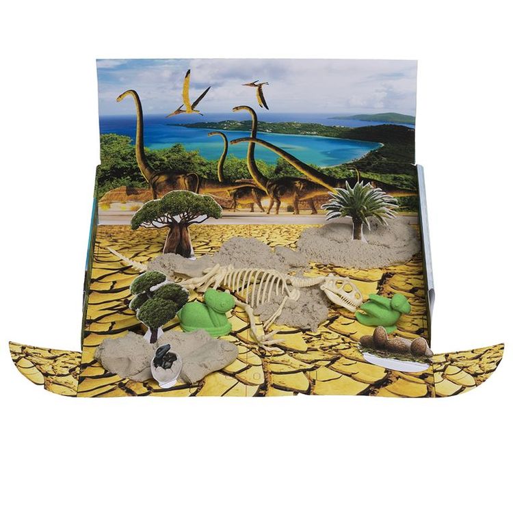 Космический пластичный песок набор «До нашей эры» 3 кг (цвет песочный, зеленый, желтый) — картинка 3