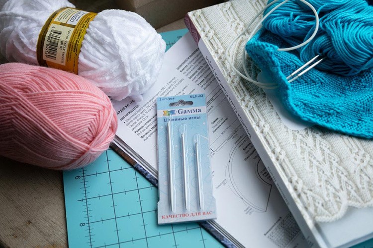 Иглы для шитья ручные для вязаных изделий, ассорти, со специальным покрытием, 3 шт., Gamma — картинка 4