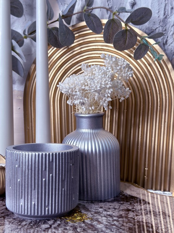 Силиконовый молд - Контейнер/подсвечник ребристый, d 8 см, 1 шт. — картинка 4