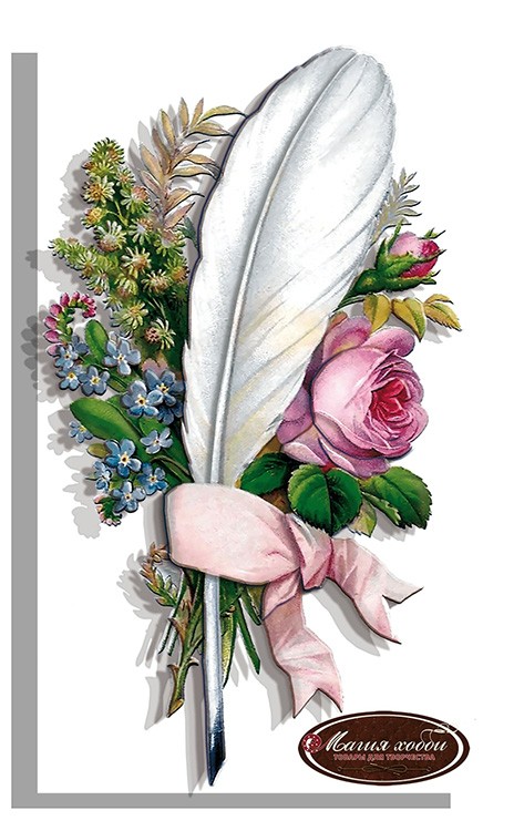 Набор папертоль «Букетики с перышками» 12x20 см, 2 шт. — картинка 3