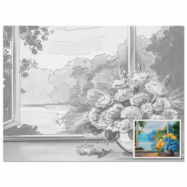 Холст на картоне с контуром BRAUBERG ART CLASSIC «Букет» 30х40 см, грунтованный, хлопок — картинка 2